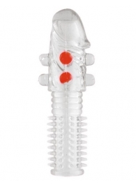 Гелевая прозрачная насадка с шариками и шипами - 14 см. - Toyfa Basic - в Балаково купить с доставкой