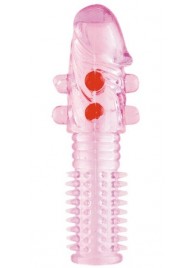Гелевая розовая насадка с шариками и шипами - 14 см. - ToyFa - в Балаково купить с доставкой