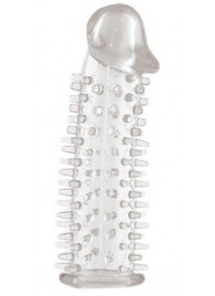 Прозрачная насадка на половой член с закрытой головкой и шипами - 12,5 см. - Toyfa Basic - в Балаково купить с доставкой