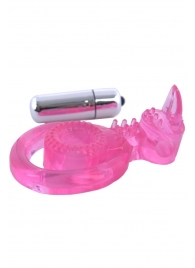 Розовая вибронасадка со стимулятор клитора   Язычок - Toyfa Basic - в Балаково купить с доставкой