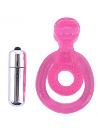 Розовая вибронасадка со стимулятор клитора   Язычок - Toyfa Basic - в Балаково купить с доставкой