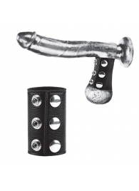 Чёрная утяжка на кнопках 100% PVC STRAP WITH METAL SNAP - BlueLine - купить с доставкой в Балаково