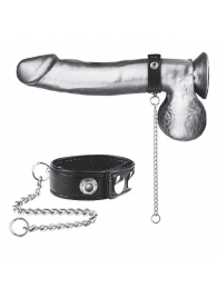 Утяжка на пенис с поводком Snap Cock Ring With 12  Leash - BlueLine - купить с доставкой в Балаково