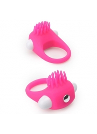 Розовое эрекционное кольцо с щеточкой LIT-UP SILICONE STIMU RING 5 - Dream Toys - в Балаково купить с доставкой