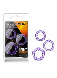 Набор из 3 фиолетовых эрекционных колец Stay Hard Beaded Cockrings - Blush Novelties - в Балаково купить с доставкой