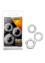 Набор из 3 прозрачных эрекционных колец Stay Hard Beaded Cockrings - Blush Novelties - в Балаково купить с доставкой