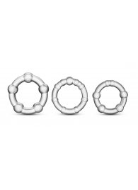Набор из 3 прозрачных эрекционных колец Stay Hard Beaded Cockrings - Blush Novelties - в Балаково купить с доставкой