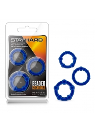 Набор из 3 синих эрекционных колец Stay Hard Beaded Cockrings - Blush Novelties - в Балаково купить с доставкой