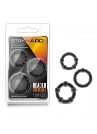 Набор из 3 чёрных эрекционных колец Stay Hard Beaded Cockrings - Blush Novelties - в Балаково купить с доставкой