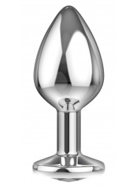 Большая серебристая анальная пробка Diamond Clear Sparkle Large с прозрачным кристаллом - 8 см. - Lola Games - купить с доставкой в Балаково