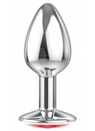 Малая серебристая анальная пробка Diamond Red Sparkle Small с красным кристаллом - 7 см. - Lola Games - купить с доставкой в Балаково