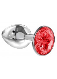 Малая серебристая анальная пробка Diamond Red Sparkle Small с красным кристаллом - 7 см. - Lola Games - купить с доставкой в Балаково