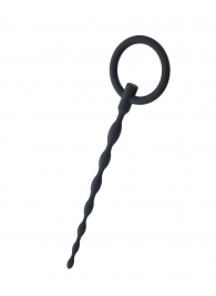 Чёрный уретральный плаг с кольцом - ToyFa - купить с доставкой в Балаково