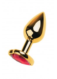 Золотистая анальная пробка с кристаллом-сердцем - 7,5 см. - ToyFa - купить с доставкой в Балаково