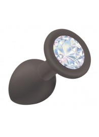 Чёрная анальная пробка Emotions Cutie Small с прозрачным кристаллом - 7,5 см. - Lola Games - купить с доставкой в Балаково