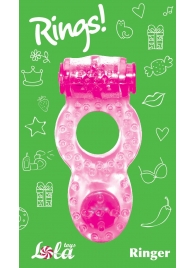 Розовое эрекционное кольцо с вибрацией Rings Ringer - Lola Games - в Балаково купить с доставкой