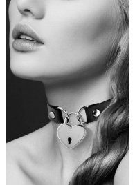 Черный чокер с замком в форме сердца - Bijoux Pour Toi - купить с доставкой в Балаково