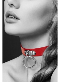 Красный узенький чокер с кольцом - Bijoux Pour Toi - купить с доставкой в Балаково