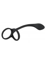 Эрекционное кольцо с утяжкой на мошонку и анальным плаг Black Velvets - Orion - в Балаково купить с доставкой