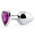 Серебристая анальная пробка с фиолетовым кристаллом-сердечком - 8 см. - Anal Jewelry Plug - купить с доставкой в Балаково