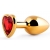 Золотистая анальная пробка с красным стразом-сердечком - 8 см. - Anal Jewelry Plug - купить с доставкой в Балаково