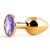 Золотистая анальная пробка с фиолетовым стразом - 7,2 см. - Anal Jewelry Plug - купить с доставкой в Балаково