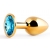 Золотистая анальная пробка с голубым стразом - 7,2 см. - Anal Jewelry Plug - купить с доставкой в Балаково