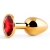 Золотистая анальная пробка с красным стразом - 7,2 см. - Anal Jewelry Plug - купить с доставкой в Балаково
