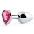 Серебристая анальная пробка с розовым кристаллом-сердечком - 7 см. - Anal Jewelry Plug - купить с доставкой в Балаково
