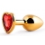 Золотистая анальная пробка с красным стразом-сердечком - 7 см. - Anal Jewelry Plug - купить с доставкой в Балаково