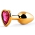 Золотистая анальная пробка с малиновым кристаллом-сердечком - 7 см. - Anal Jewelry Plug - купить с доставкой в Балаково