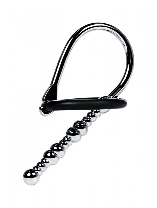 Серебристый уретральный плаг-бусины TOYFA Metal с мягким фиксириющим кольцом - ToyFa - купить с доставкой в Балаково