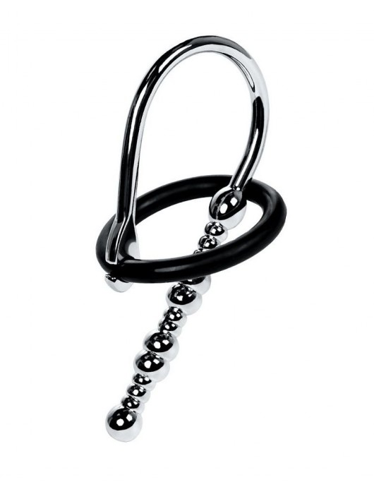 Серебристый уретральный плаг-бусины TOYFA Metal с мягким фиксириющим кольцом - ToyFa - купить с доставкой в Балаково