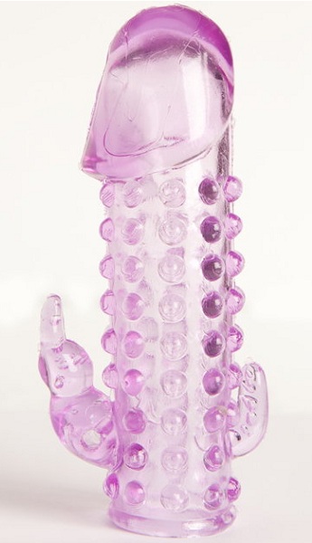 Закрытая фиолетовая насадка с 2 отростками - 13 см. - Toyfa Basic - в Балаково купить с доставкой