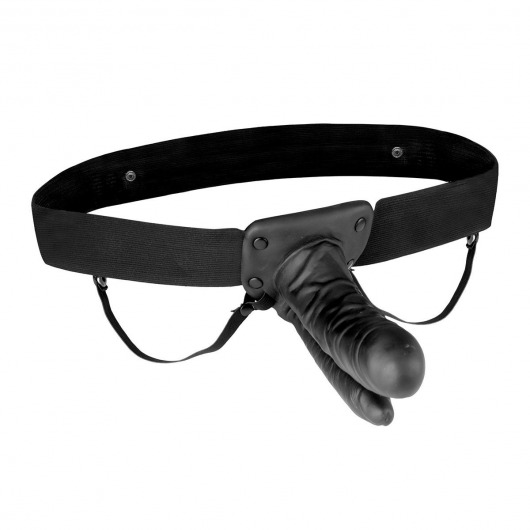 Полый страпон с двумя отростками и вибрацией Unisex Vibrating Hollow Strap-On Double Penetrating Dildo - 17,8 см. - Lux Fetish - купить с доставкой в Балаково