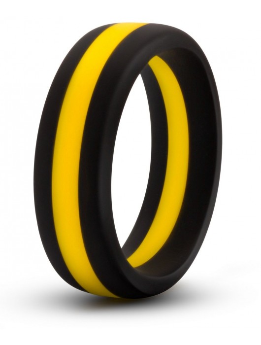 Черно-желтое силиконовое эрекционное кольцо Silicone Go Pro Cock Ring - Blush Novelties - в Балаково купить с доставкой