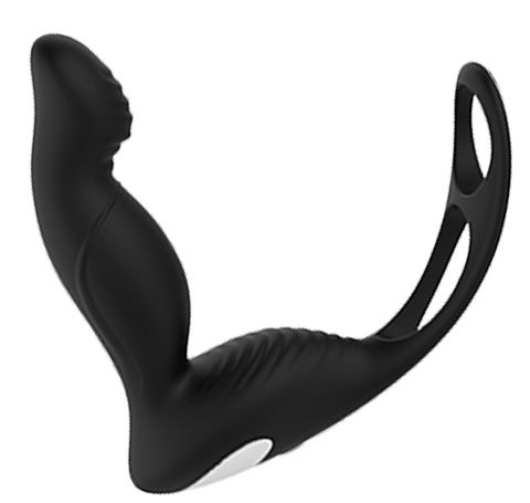 Черный вибромассажер простаты P-PLEASER W ERECTION ENHANCE - Dream Toys - в Балаково купить с доставкой