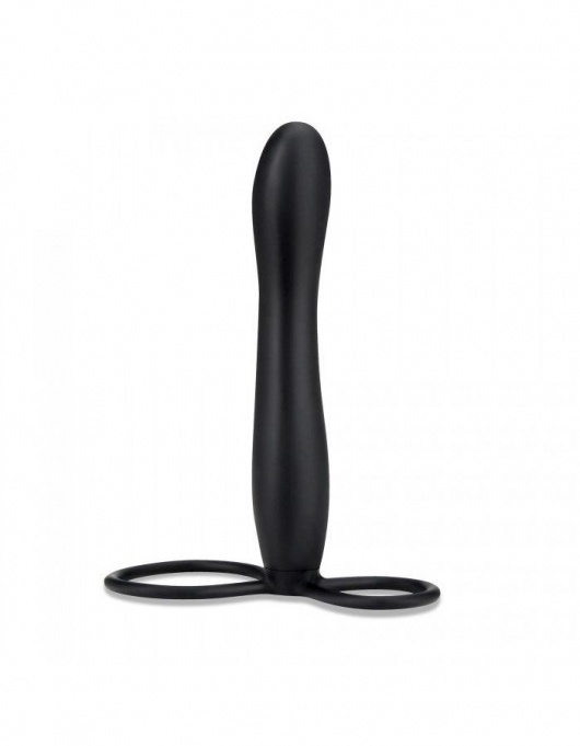 Черная насадка на пенис для двойной стимуляции Mojo BlackJack - 15 см. - Seven Creations - в Балаково купить с доставкой