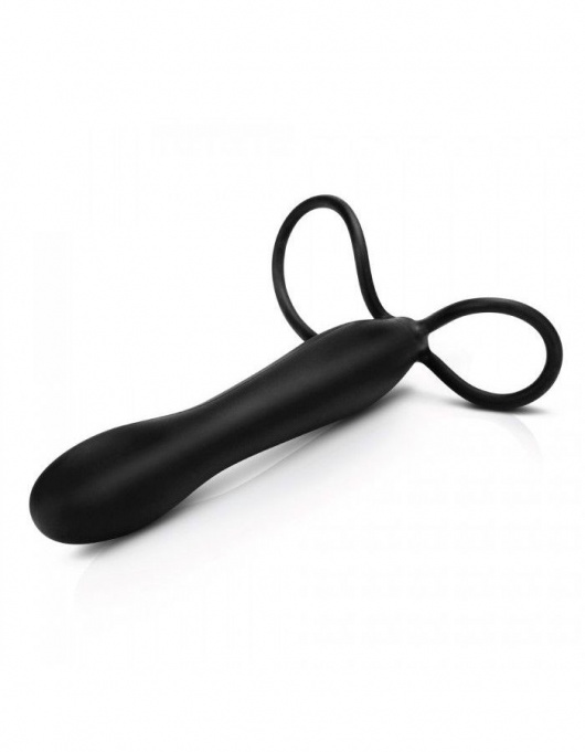 Черная насадка на пенис для двойной стимуляции Mojo BlackJack - 15 см. - Seven Creations - в Балаково купить с доставкой