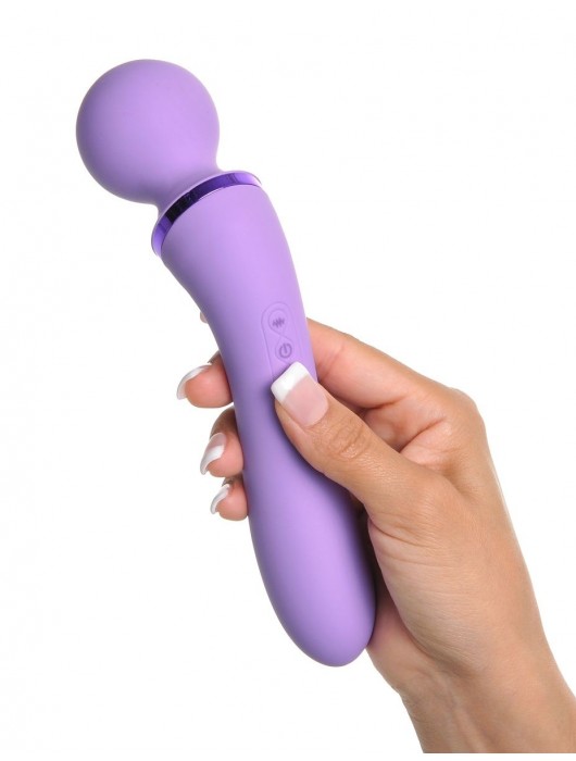 Фиолетовый двусторонний вибростимулятор Duo Wand Massage-Her - 19,6 см. - Pipedream