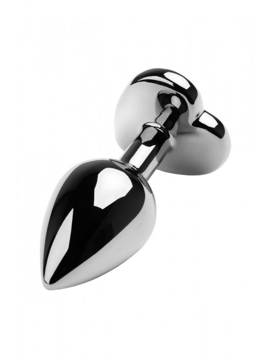 Серебристая коническая анальная пробка с красным кристаллом-сердечком - 7 см. - ToyFa - купить с доставкой в Балаково