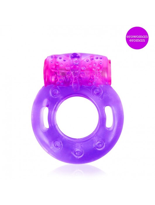 Фиолетовое эрекционное виброкольцо с бабочкой - Erowoman-Eroman - в Балаково купить с доставкой