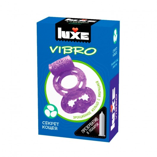 Фиолетовое эрекционное виброкольцо Luxe VIBRO  Секрет Кощея  + презерватив - Luxe - в Балаково купить с доставкой