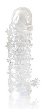 Закрытая прозрачная рельефная насадка Crystal sleeve - 13 см. - Erowoman-Eroman - в Балаково купить с доставкой