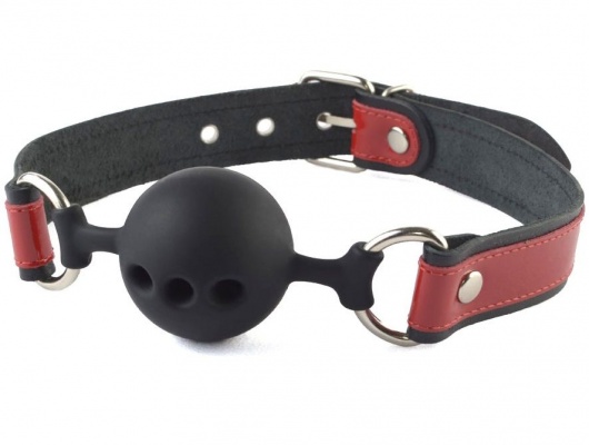 Кляп-шар на черно-красных кожаных ремешках - Sitabella - купить с доставкой в Балаково