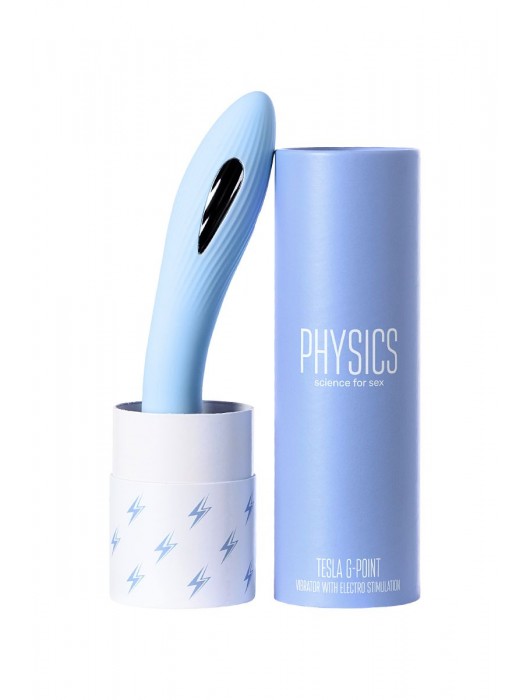 Голубой силиконовый вибратор с электростимуляцией TESLA G-POINT - 21 см. - ToyFa - купить с доставкой в Балаково