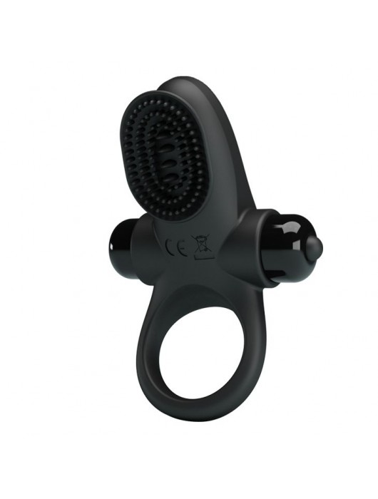 Черное эрекционное виброкольцо в клиторальной щеточкой Vibrant Penis Ring II - Baile - в Балаково купить с доставкой