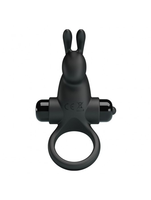 Черное эрекционное кольцо с выступом-зайчиком для стимуляции клитора - Baile - в Балаково купить с доставкой