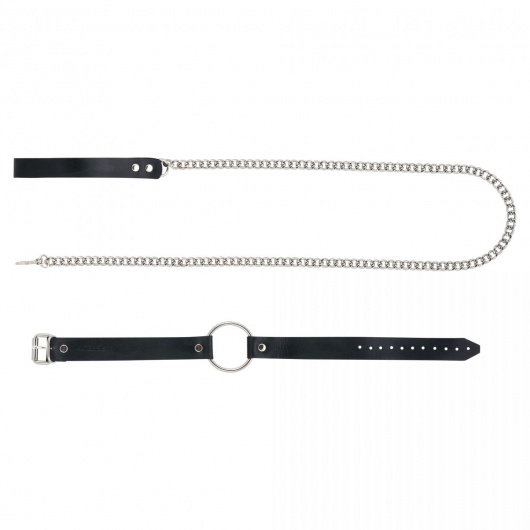 Черный поводок и чокер с кольцом Rada - Rebelts - купить с доставкой в Балаково