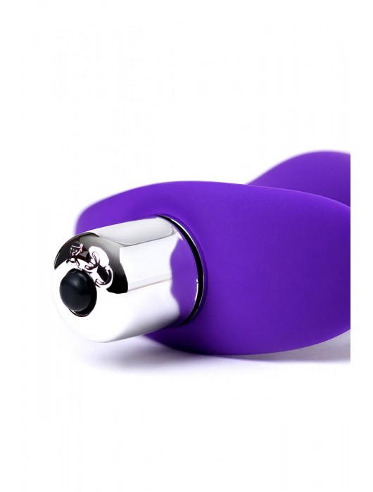 Фиолетовая изогнутая анальная вибропробка - 12,9 см. - A-toys